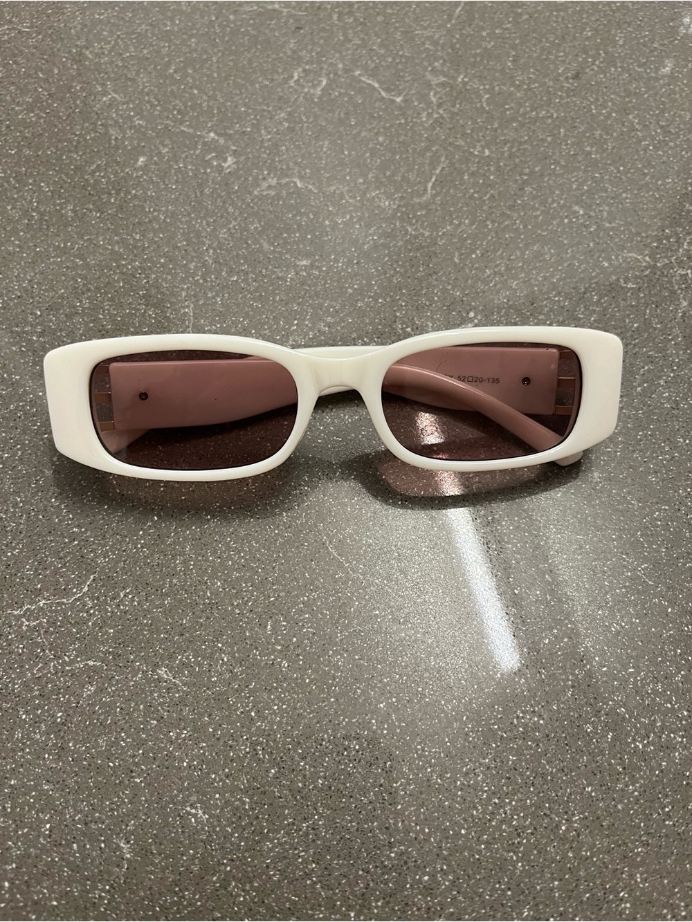 SHEIN White Frame Sunglasses with Pink Lenses